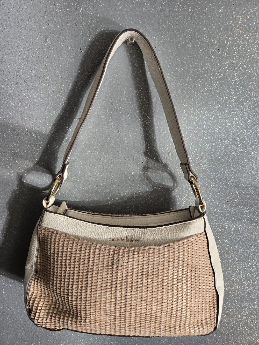 Nanette Lepore Cream and Beige Woven Shoulder Bag